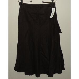 Touché Women's Size 12 Linen Blend Flare Maxi Skirt Brown Cocoa NWT